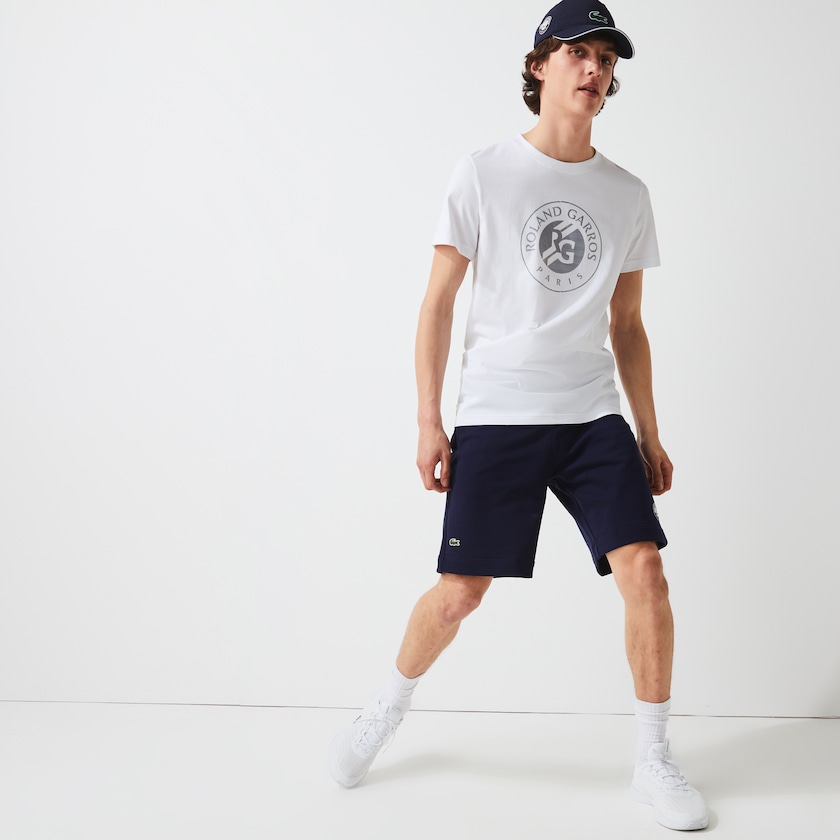 Calção Azul Marinho Azuis Verdes Branco Masculino Lacoste SPORT Roland Garros Cotton Fleece FG6-18591D9