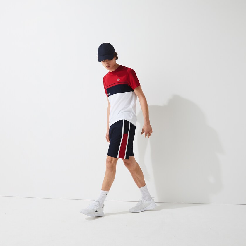Calção Azul Marinho Azuis Vermelhas Branco Masculino Lacoste SPORT Taffeta Tennis ZZ1-05870C5