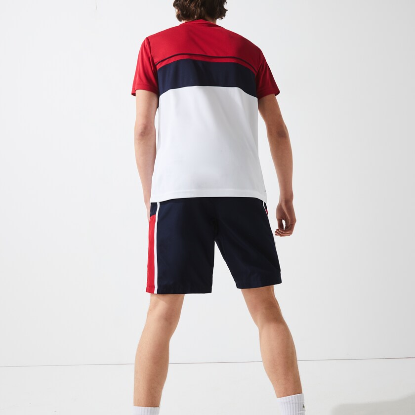 Calção Azul Marinho Azuis Vermelhas Branco Masculino Lacoste SPORT Taffeta Tennis ZZ1-05870C5