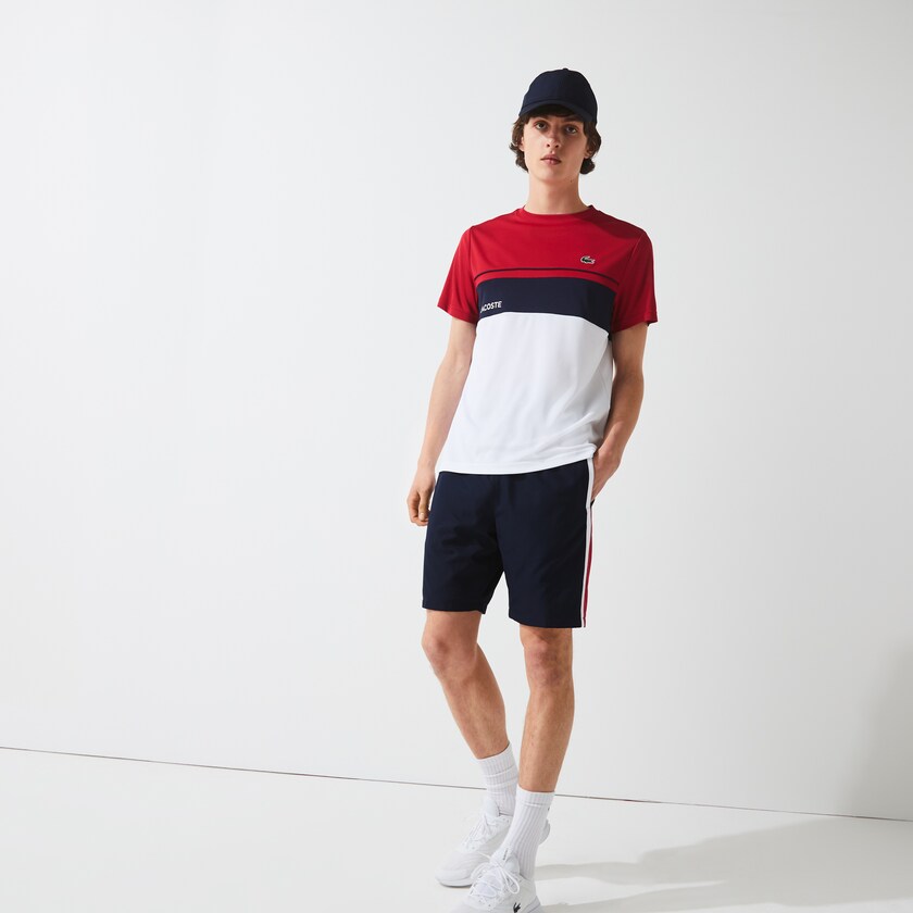 Calção Azul Marinho Azuis Vermelhas Branco Masculino Lacoste SPORT Taffeta Tennis ZZ1-05870C5
