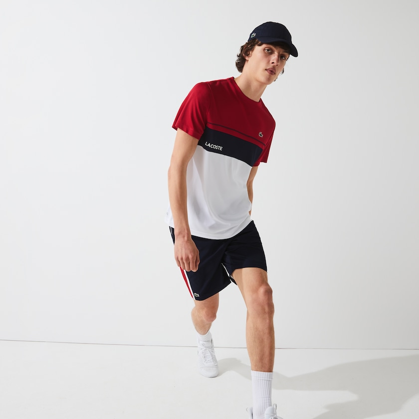 Calção Azul Marinho Azuis Vermelhas Branco Masculino Lacoste SPORT Taffeta Tennis ZZ1-05870C5