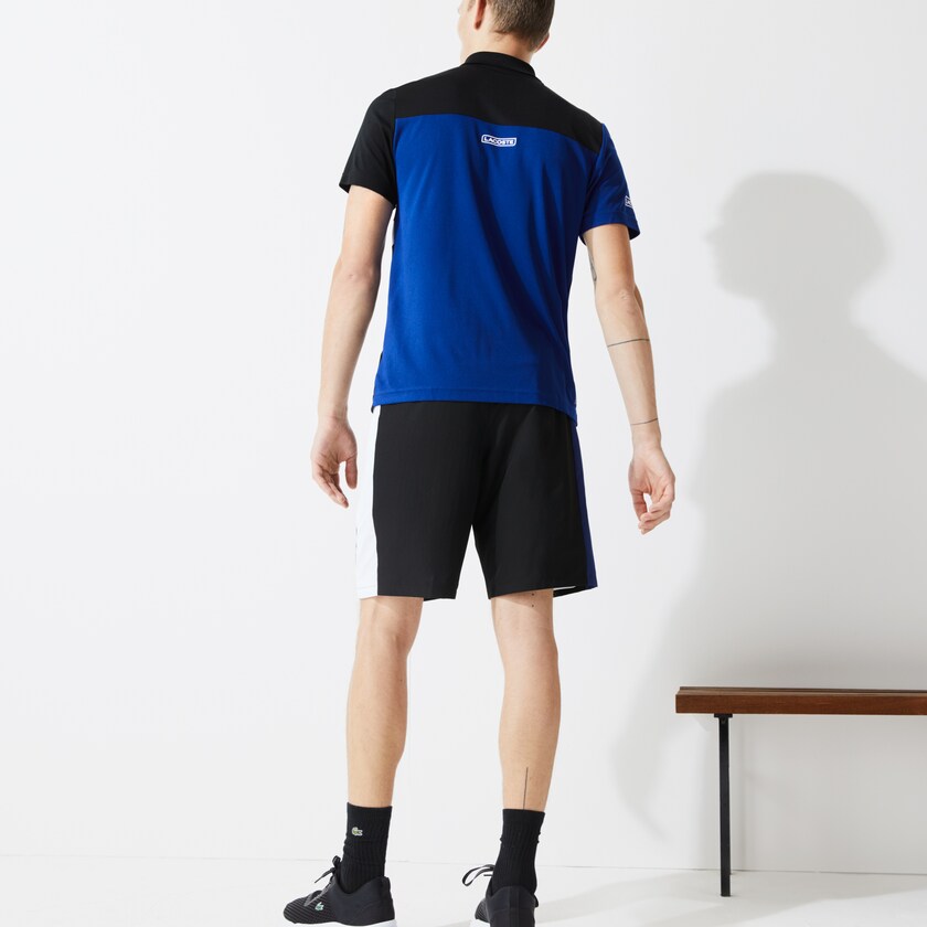 Calção Pretas Azuis Branco Azuis Masculino Lacoste SPORT Two-Ply Colorblock Tennis NQ1-45934Q2