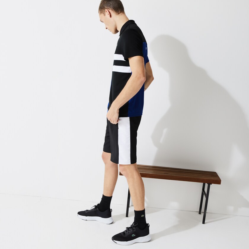 Calção Pretas Azuis Branco Azuis Masculino Lacoste SPORT Two-Ply Colorblock Tennis NQ1-45934Q2