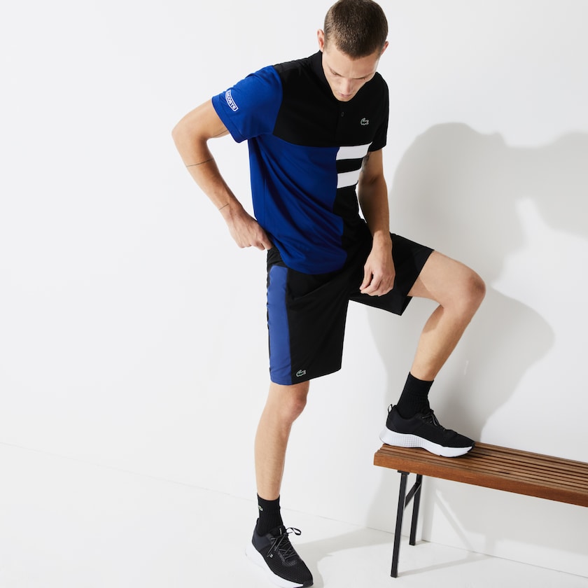 Calção Pretas Azuis Branco Azuis Masculino Lacoste SPORT Two-Ply Colorblock Tennis NQ1-45934Q2
