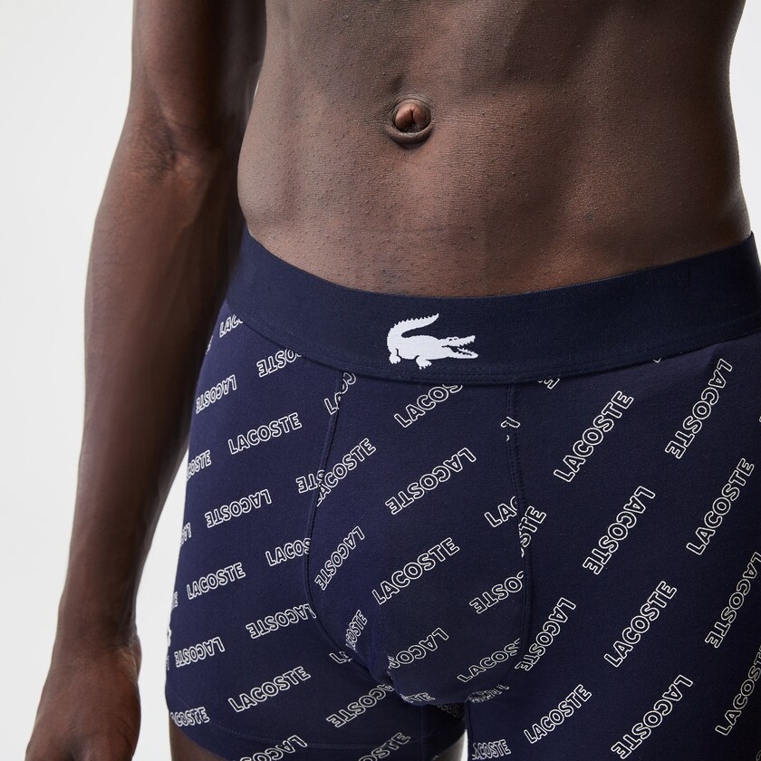 Calção Azul Marinho Azuis Branco Cinzentas Azul Marinho Azuis Masculino Lacoste Stretch Cotton Trunk 3-Pack QW2-90759C8