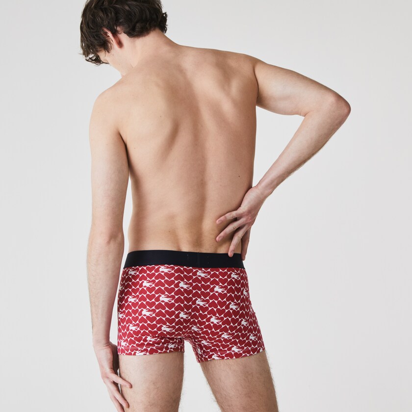 Calção Vermelhas Azul Marinho Azuis Branco Masculino Lacoste Valentine's Day Stretch Cotton Trunk 3-Pack JT3-30713Q2