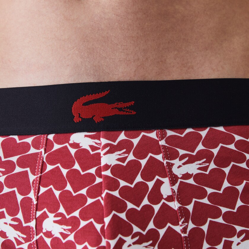 Calção Vermelhas Azul Marinho Azuis Branco Masculino Lacoste Valentine's Day Stretch Cotton Trunk 3-Pack JT3-30713Q2