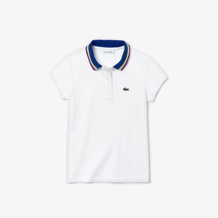 Camisa Polo Branco Criança Lacoste A-Line Cotton Piqué LA6-27742I1