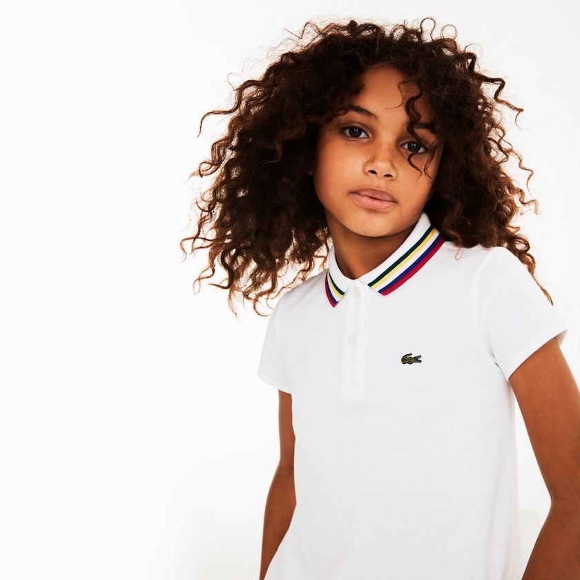 Camisa Polo Branco Criança Lacoste A-Line Cotton Piqué LA6-27742I1
