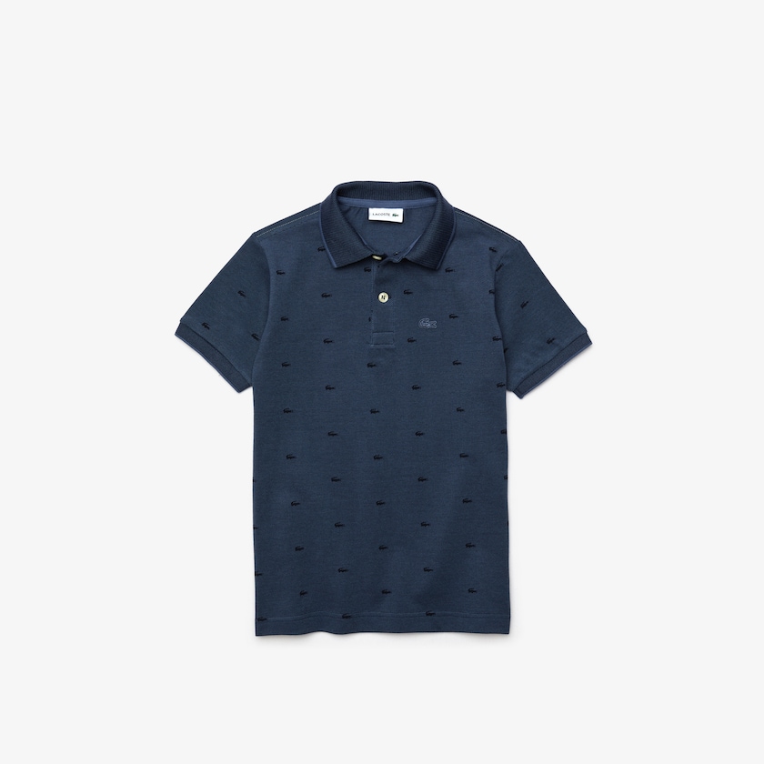 Camisa Polo Azuis Azul Marinho Azuis Criança Lacoste Allover Croc-Print OM1-75497N3
