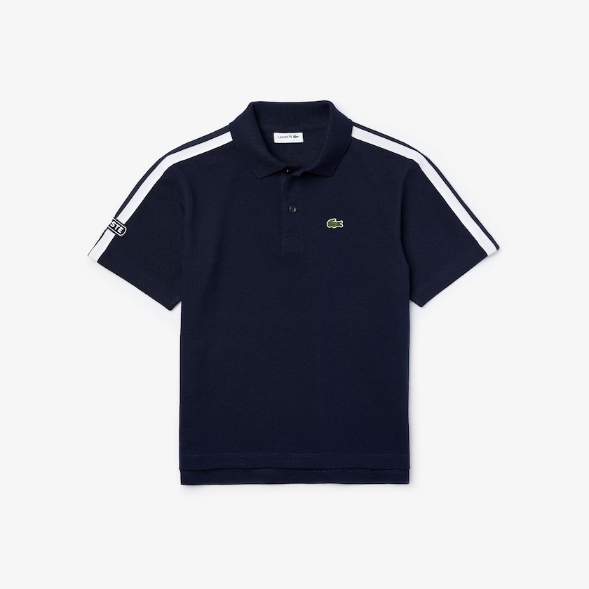 Camisa Polo Azul Marinho Azuis Branco Criança Lacoste Badge Cotton Piqué QS3-39553D6
