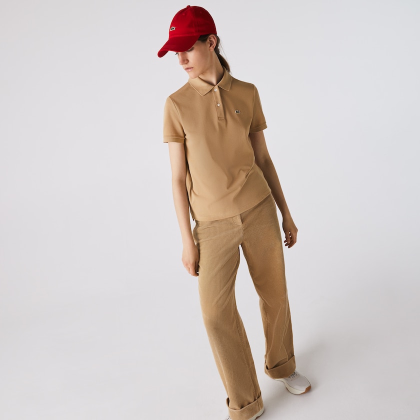 Camisa Polo Bege Feminino Lacoste Classic Fit Soft Cotton Petit Piqué LC4-70757V5