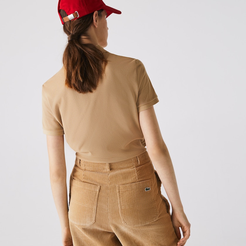 Camisa Polo Bege Feminino Lacoste Classic Fit Soft Cotton Petit Piqué LC4-70757V5