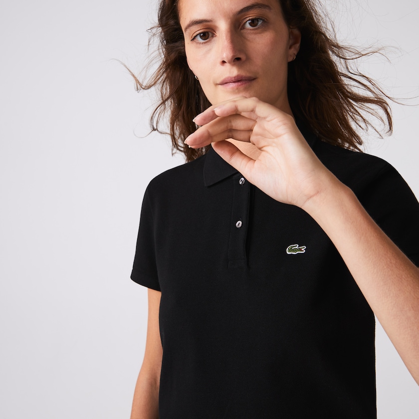 Camisa Polo Pretas Feminino Lacoste Classic Fit Soft Cotton Petit Piqué BE5-77077D4