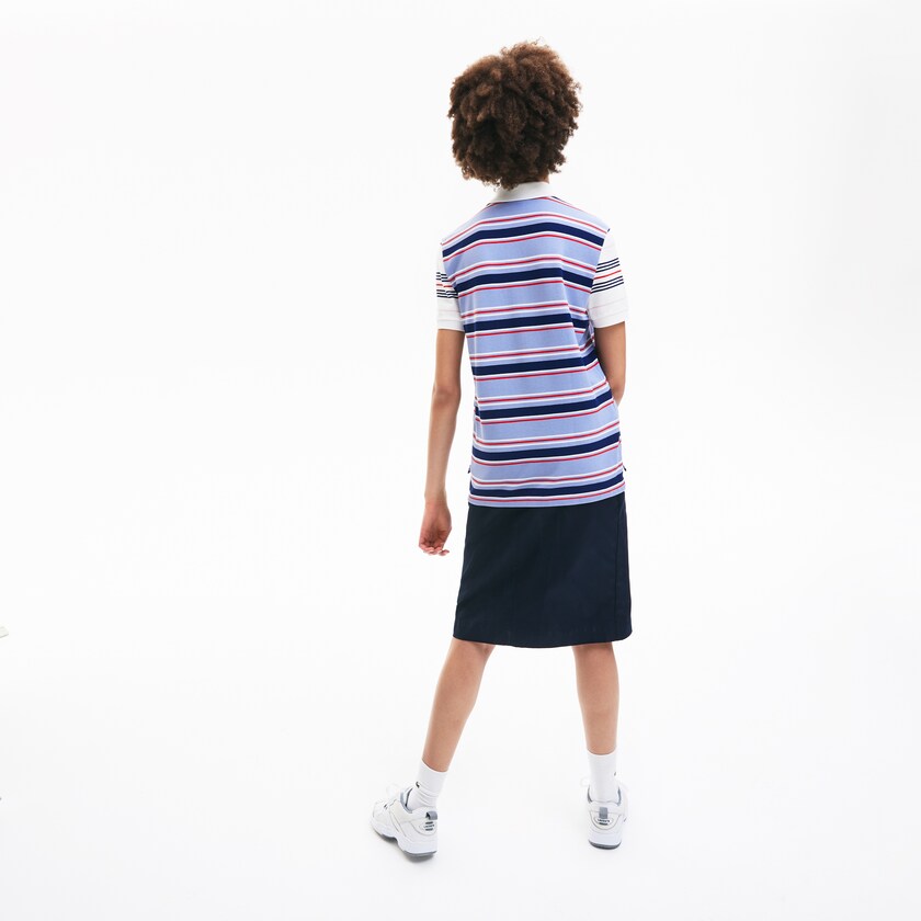 Camisa Polo Roxo Azul Marinho Azuis Branco Vermelhas Luz Rosa Feminino Lacoste Classic Fit Striped Cotton TR4-35363X7
