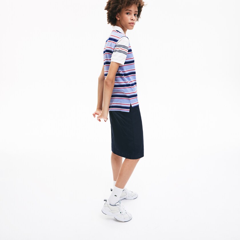 Camisa Polo Roxo Azul Marinho Azuis Branco Vermelhas Luz Rosa Feminino Lacoste Classic Fit Striped Cotton TR4-35363X7