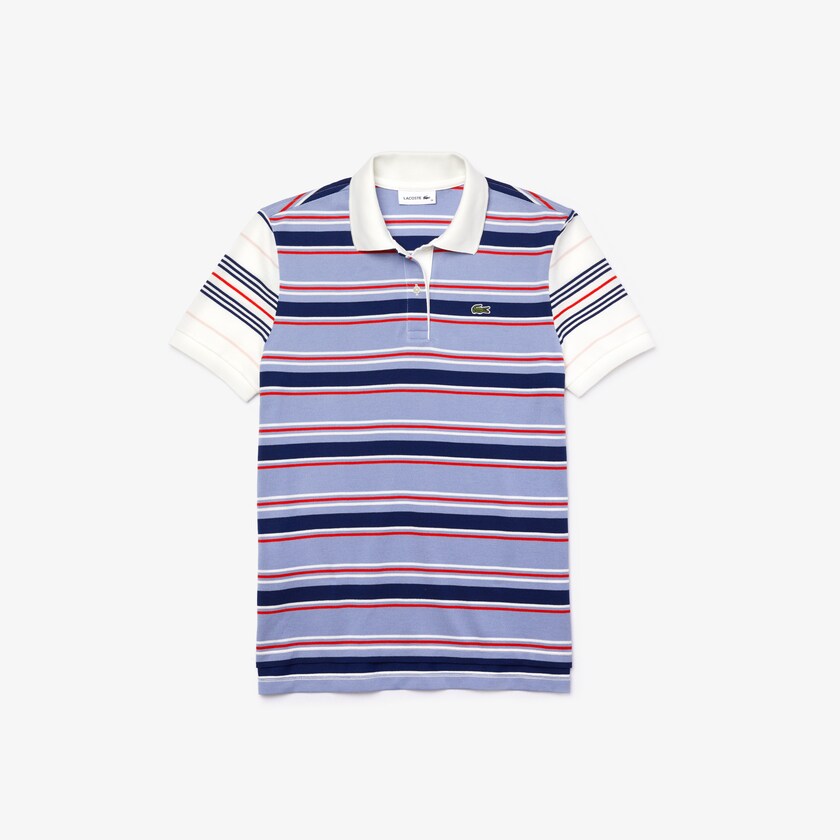Camisa Polo Roxo Azul Marinho Azuis Branco Vermelhas Luz Rosa Feminino Lacoste Classic Fit Striped Cotton TR4-35363X7