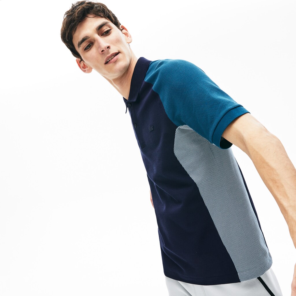 Camisa Polo Azul Marinho Azuis Cinzentas Azul Marinho Azuis Masculino Lacoste Colorblock Piqué FF1-22762U0
