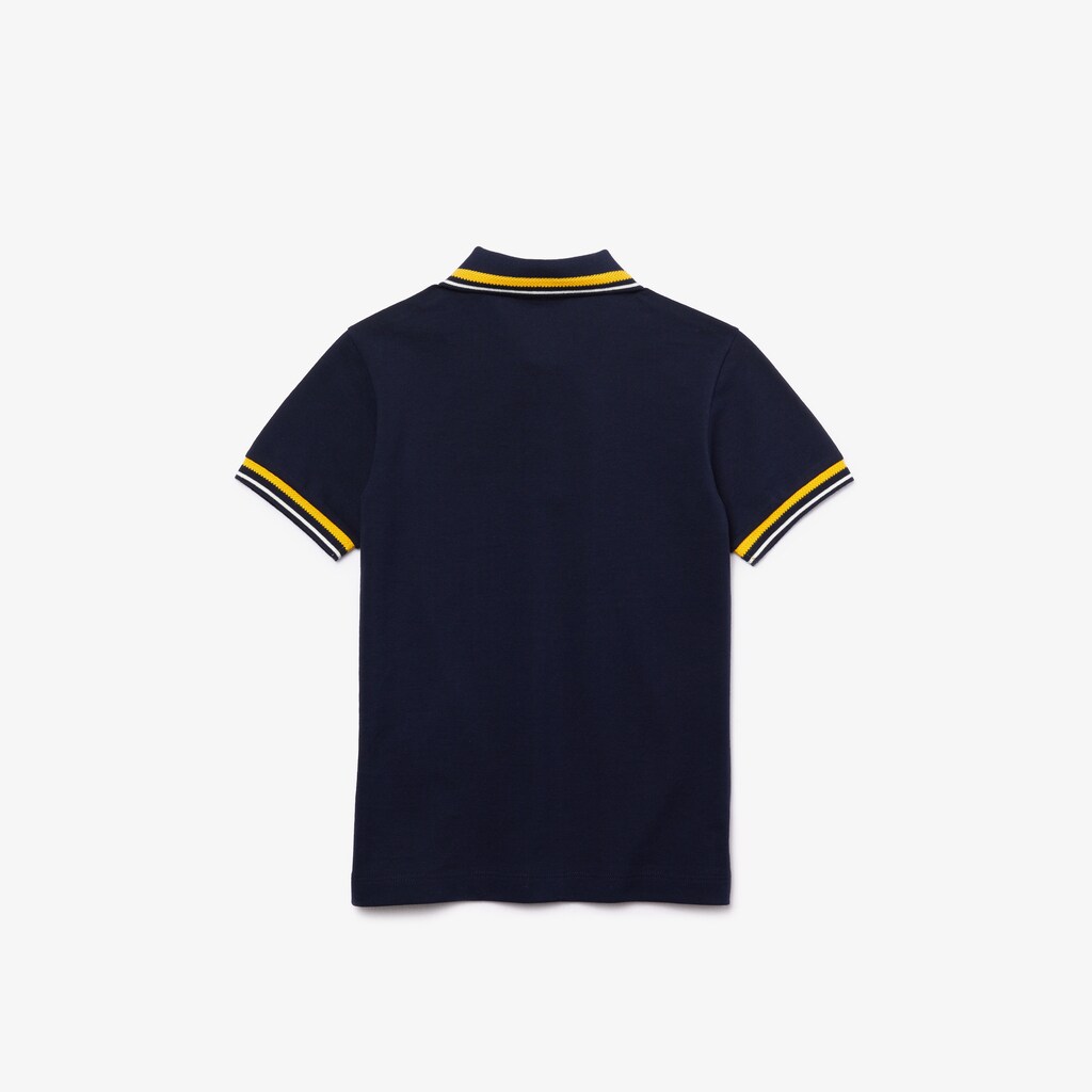 Camisa Polo Azul Marinho Azuis Branco Criança Lacoste Contrast Detail Cotton Piqué BI6-72957B9