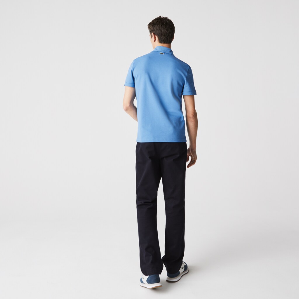 Camisa Polo Branco Azuis Branco Masculino Lacoste Heritage Slim Fit Stretch Cotton Piqué JQ3-02140S2
