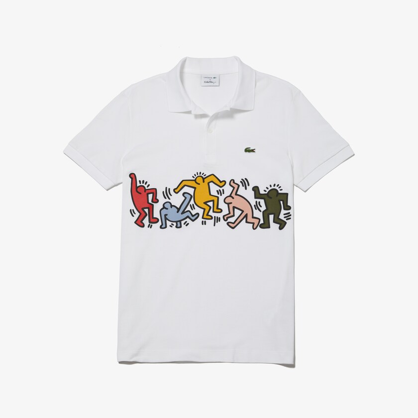 Camisa Polo Branco Branco Masculino Lacoste Keith Haring Print Piqué LM9-63146G4
