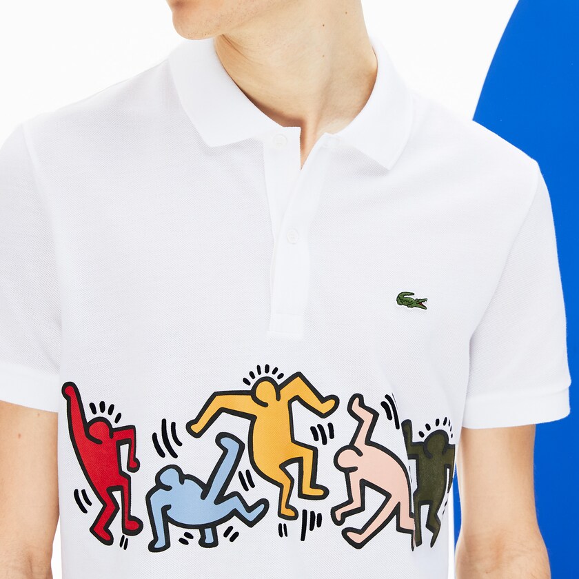 Camisa Polo Branco Branco Masculino Lacoste Keith Haring Print Piqué LM9-63146G4