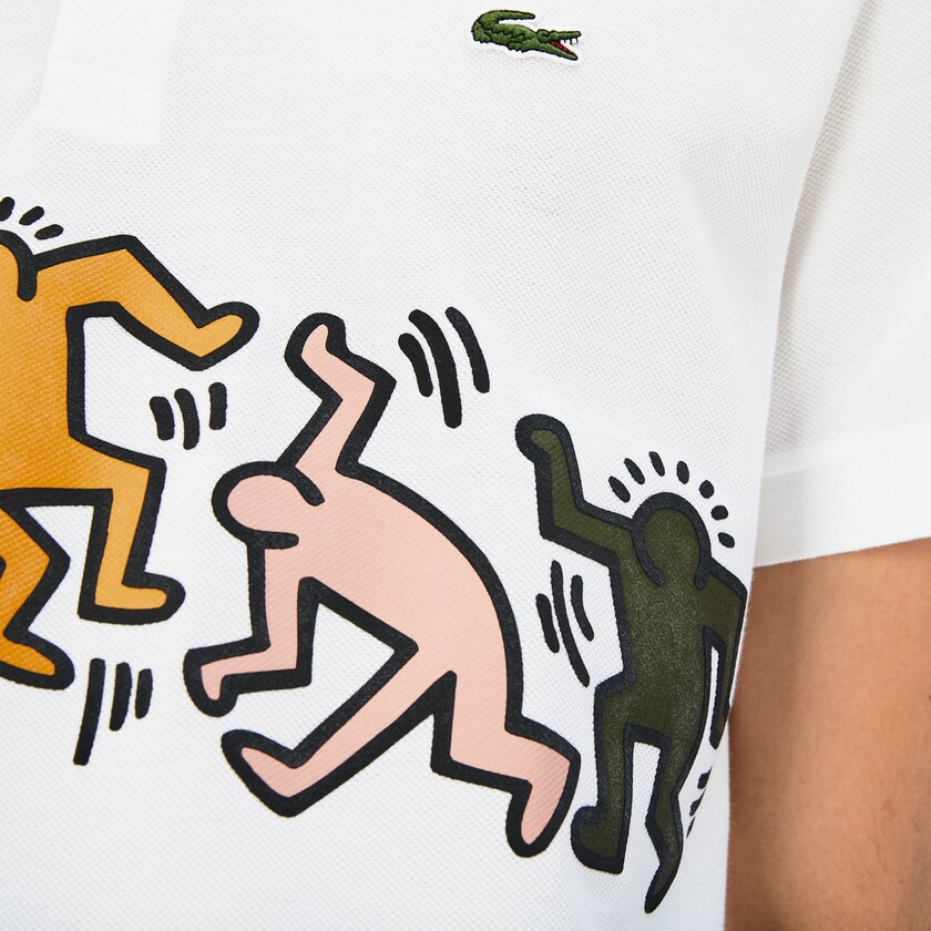 Camisa Polo Branco Branco Masculino Lacoste Keith Haring Print Piqué LM9-63146G4