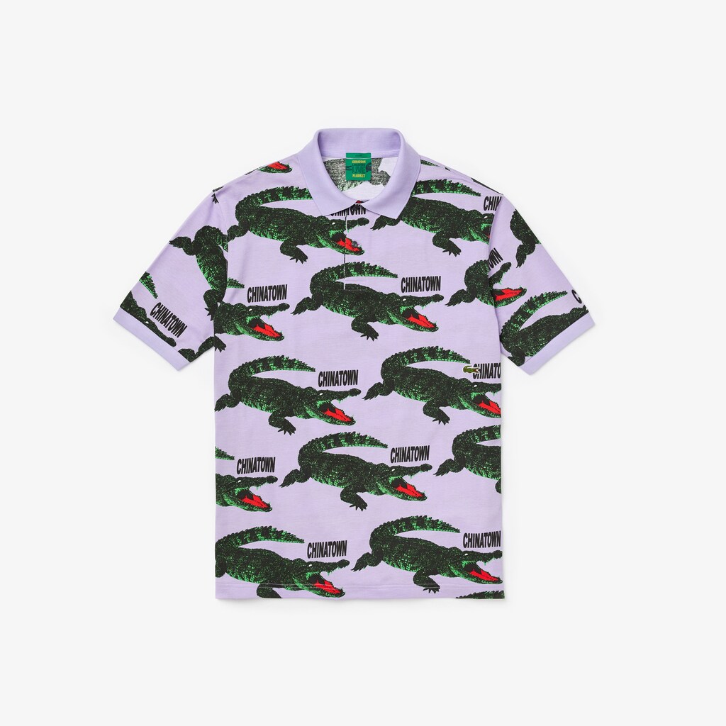 Camisa Polo Branco Vermelhas Masculino Lacoste LIVE Chinatown Market Collaboration Loose Fit GU3-91129S4