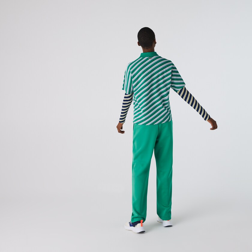 Camisa Polo Verdes Branco Feminino Lacoste LIVE Loose Fit Badge Striped Cotton Piqué HG6-45904I3