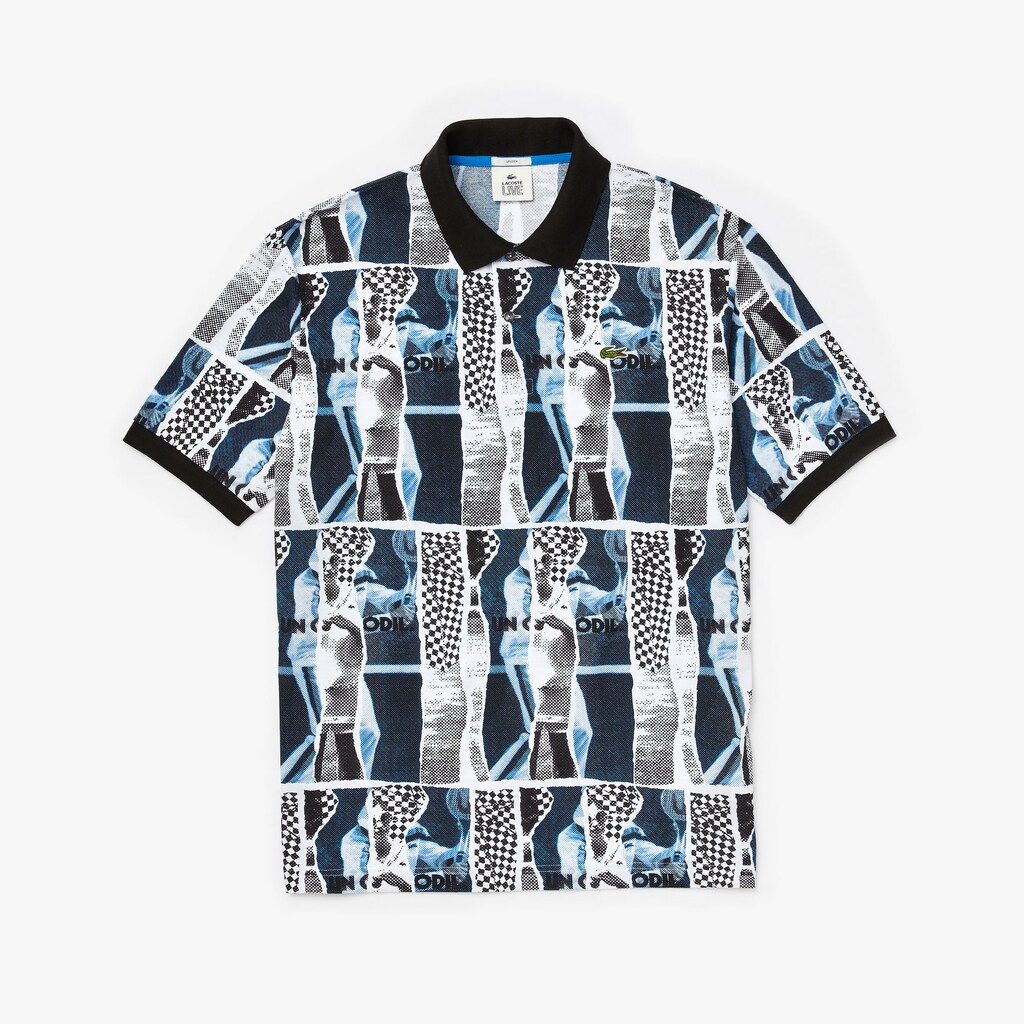 Camisa Polo Roxo Amarelas Branco Masculino Lacoste LIVE Loose Fit Graphic Print Cotton EH1-48024C0