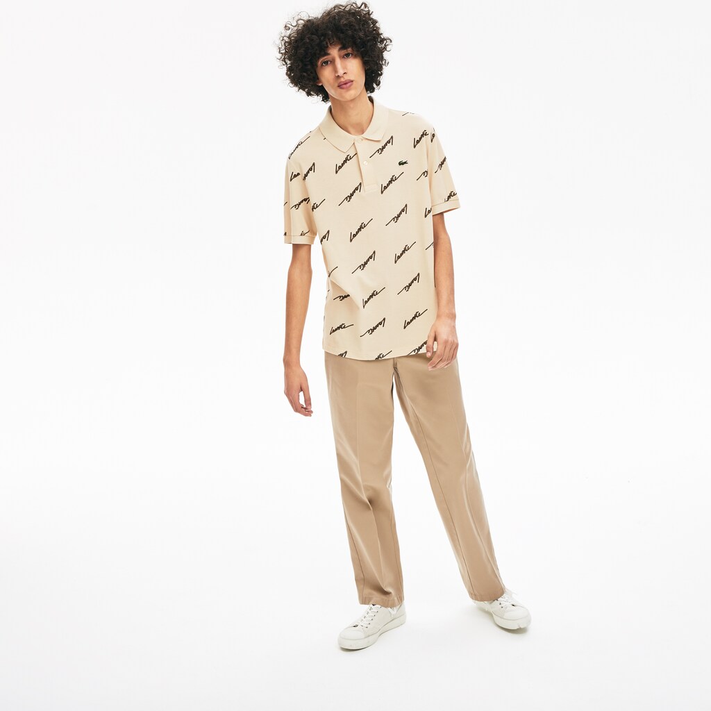 Camisa Polo Cinzentas Masculino Lacoste LIVE Standard Fit Print Cotton Piqué MB8-09760U0
