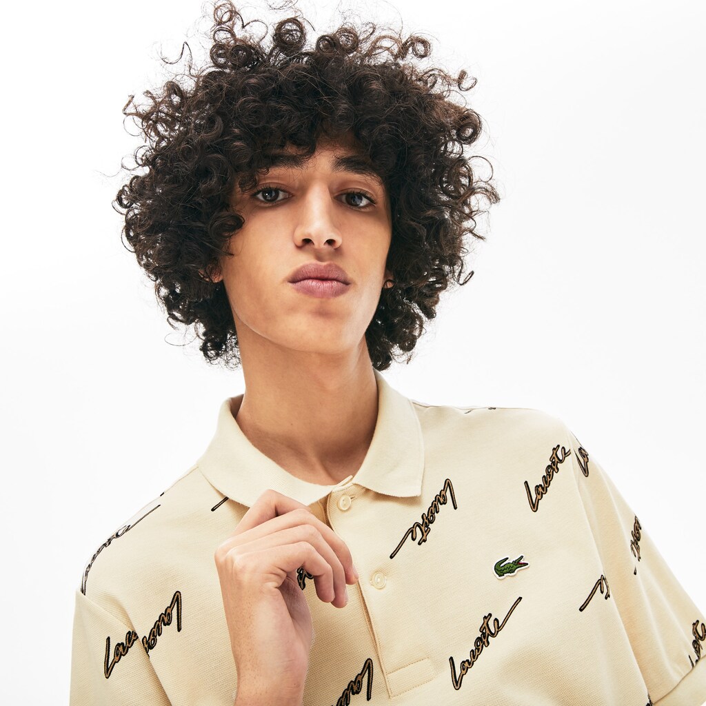 Camisa Polo Cinzentas Masculino Lacoste LIVE Standard Fit Print Cotton Piqué MB8-09760U0