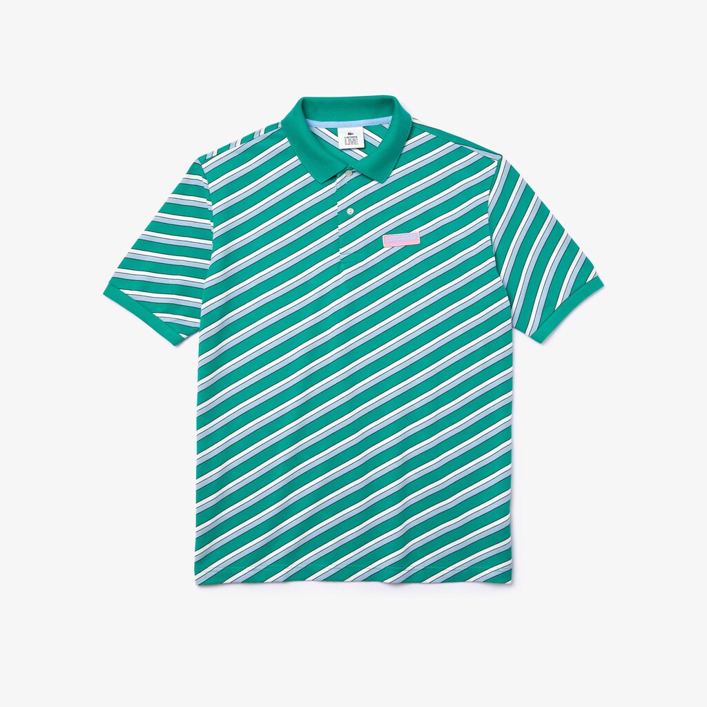Camisa Polo Branco Azul Marinho Azuis Masculino Lacoste LIVE Striped Cotton Piqué YV3-76507R0