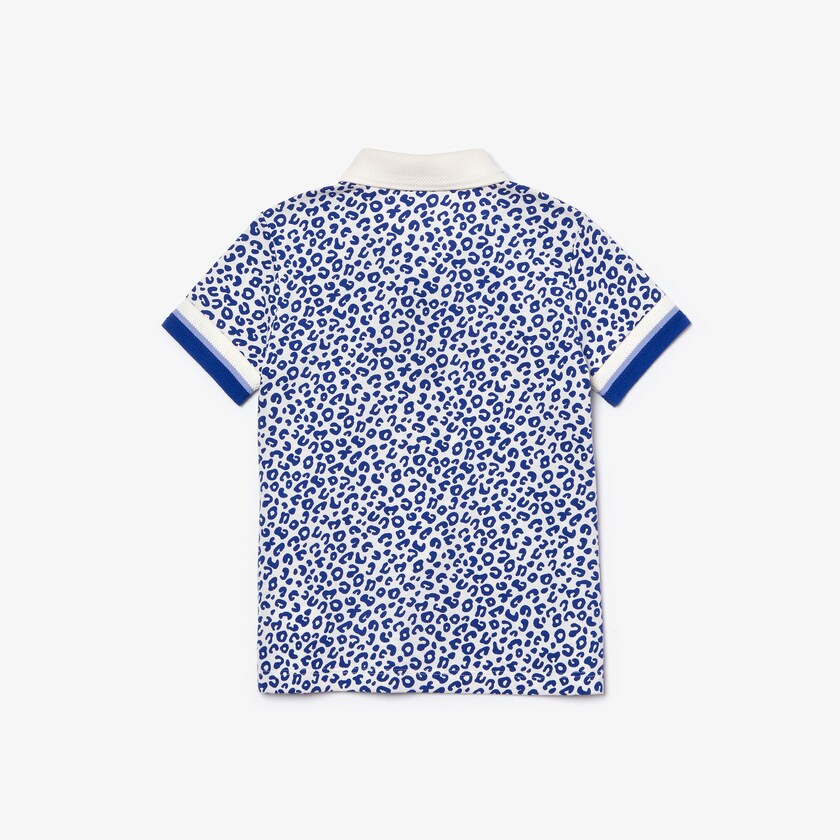Camisa Polo Branco Azuis Criança Lacoste Leopard Print Cotton Petit Piqué CI6-94209G6