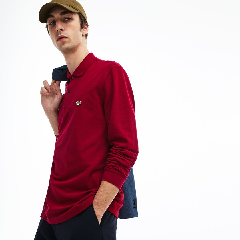 Camisa Polo Vermelhas Escuro Masculino Lacoste Long-Sleeve Classic Fit L.12.12 JD4-11421I1