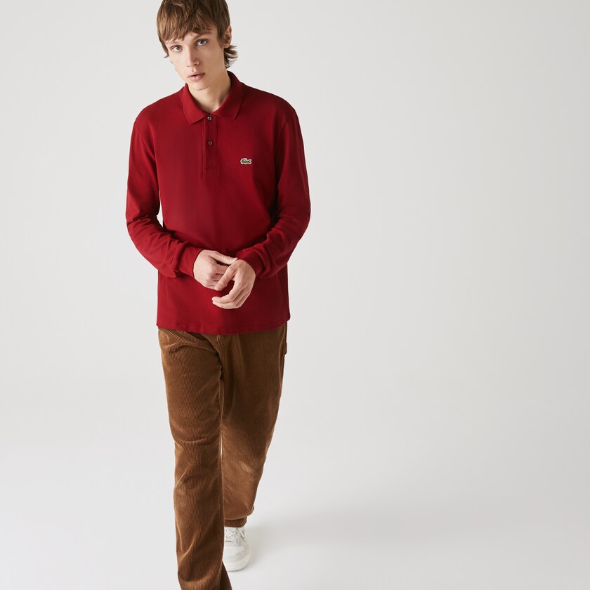 Camisa Polo Vermelhas Escuro Masculino Lacoste Long-Sleeve Classic Fit L.12.12 JD4-11421I1