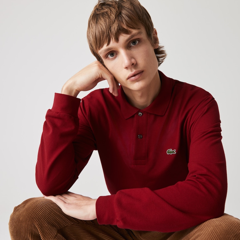 Camisa Polo Vermelhas Escuro Masculino Lacoste Long-Sleeve Classic Fit L.12.12 JD4-11421I1