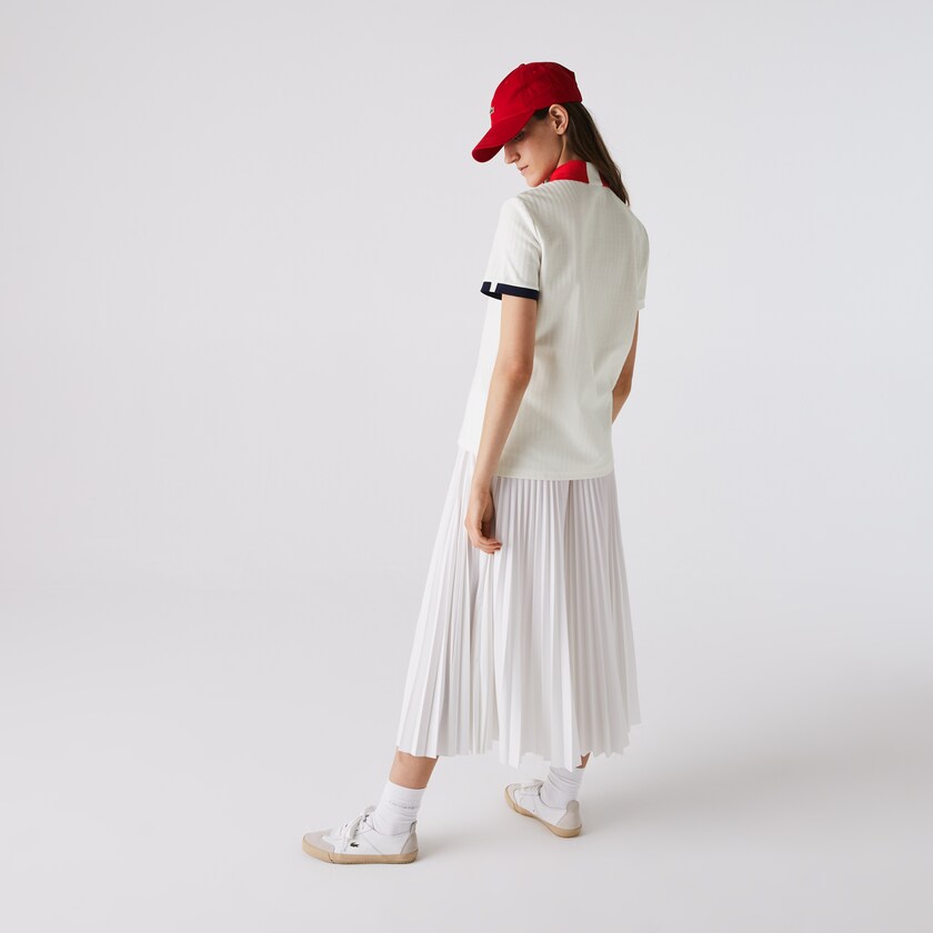 Camisa Polo Branco Vermelhas Azul Marinho Azuis Branco Feminino Lacoste Made In France Regular fit Tricolour Organic Cotton ZA3-11441U6