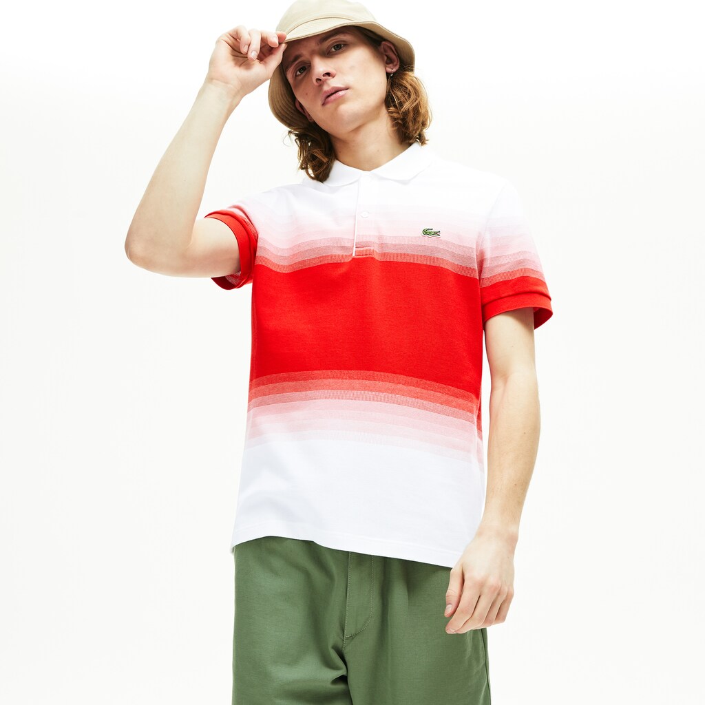 Camisa Polo Branco Vermelhas Masculino Lacoste Made in France Cotton Piqué Regular Fit VY7-12831X3