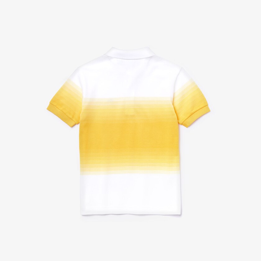Camisa Polo Branco Amarelas Criança Lacoste Made in France Cotton Petit Piqué Ombré VU3-89438V4