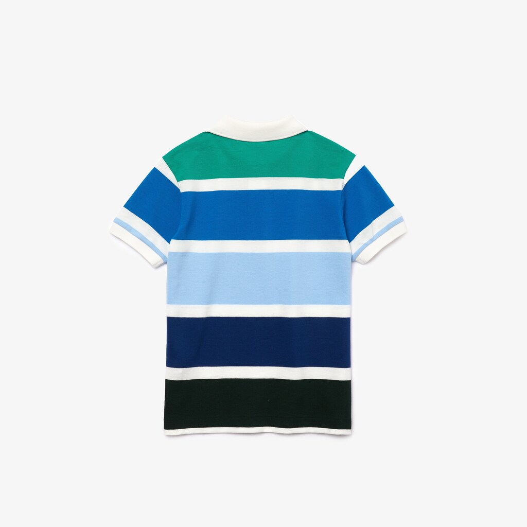 Camisa Polo Branco Azuis Verdes Criança Lacoste Multicolor Striped Cotton Piqué KQ7-40884W2