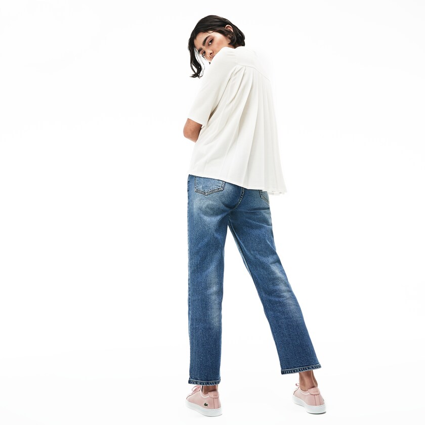 Camisa Polo Branco Feminino Lacoste Pleated Back Petit Piqué DJ3-01070S6