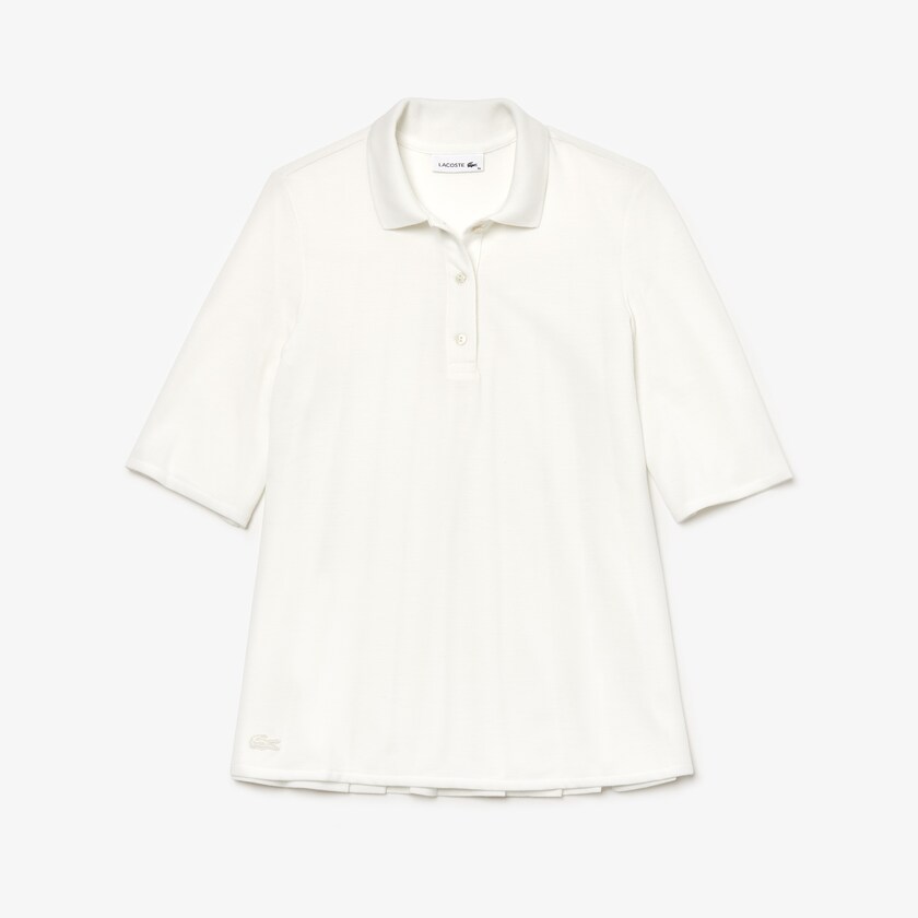 Camisa Polo Branco Feminino Lacoste Pleated Back Petit Piqué DJ3-01070S6