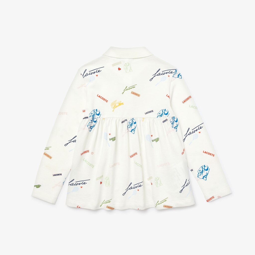Camisa Polo Branco Criança Lacoste Print Flounced Cotton Piqué TS6-19821R0