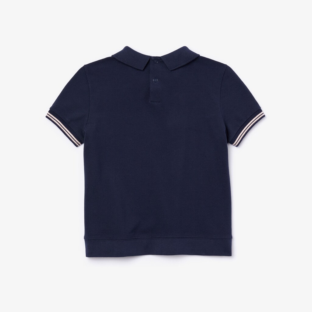 Camisa Polo Azul Marinho Azuis Luz Rosa Criança Lacoste Printed Cotton Piqué KZ1-94399J0