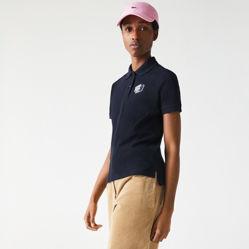Camisa Polo Azul Marinho Azuis Feminino Lacoste Regular Fit Cotton Piqué JB8-50205W2