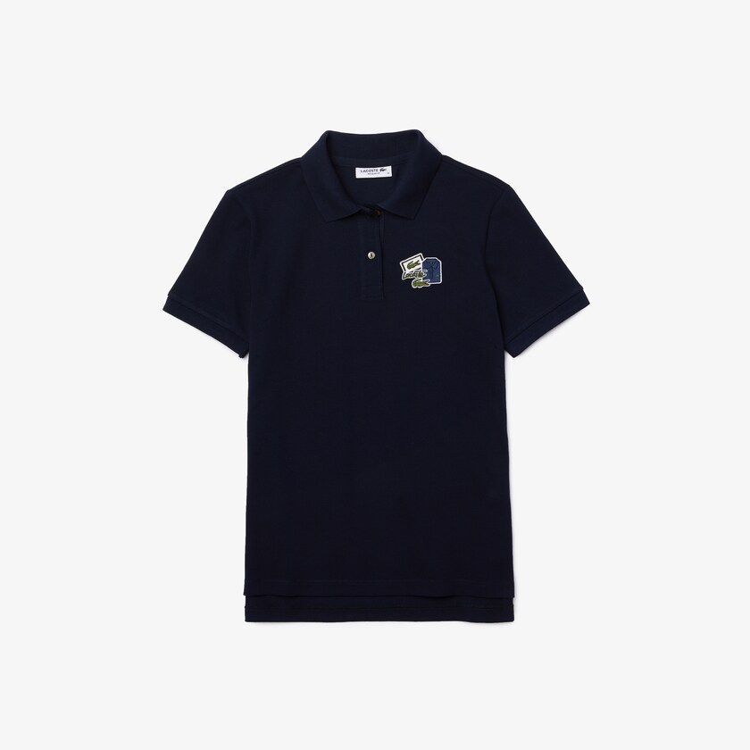 Camisa Polo Azul Marinho Azuis Feminino Lacoste Regular Fit Cotton Piqué JB8-50205W2