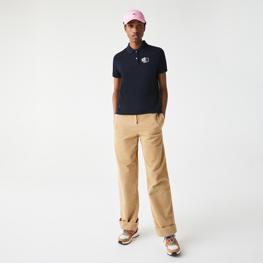 Camisa Polo Azul Marinho Azuis Feminino Lacoste Regular Fit Cotton Piqué JB8-50205W2