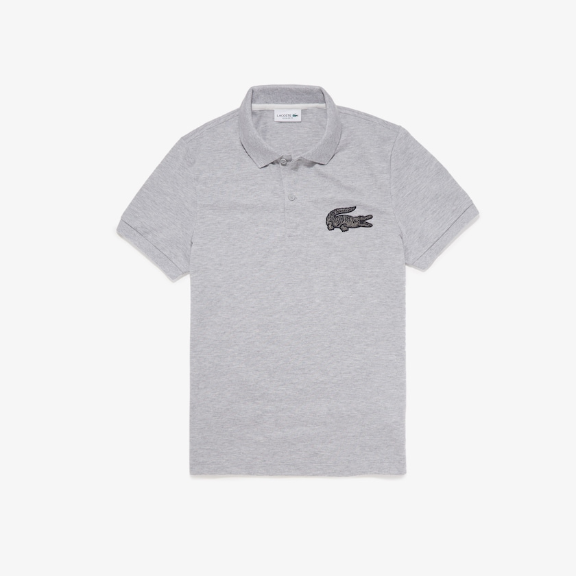 Camisa Polo Branco Vermelhas Masculino Lacoste Regular Fit Crocodile Badge Cotton Piqué RC7-30913P8