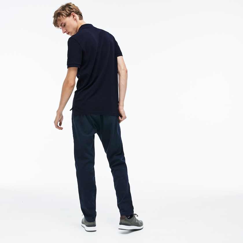 Camisa Polo Azul Marinho Azuis Masculino Lacoste Regular Fit LCST Lettering Petit Piqué QO6-58015K4